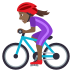 🚴🏾‍♀️ woman biking: medium-dark skin tone display on JoyPixels